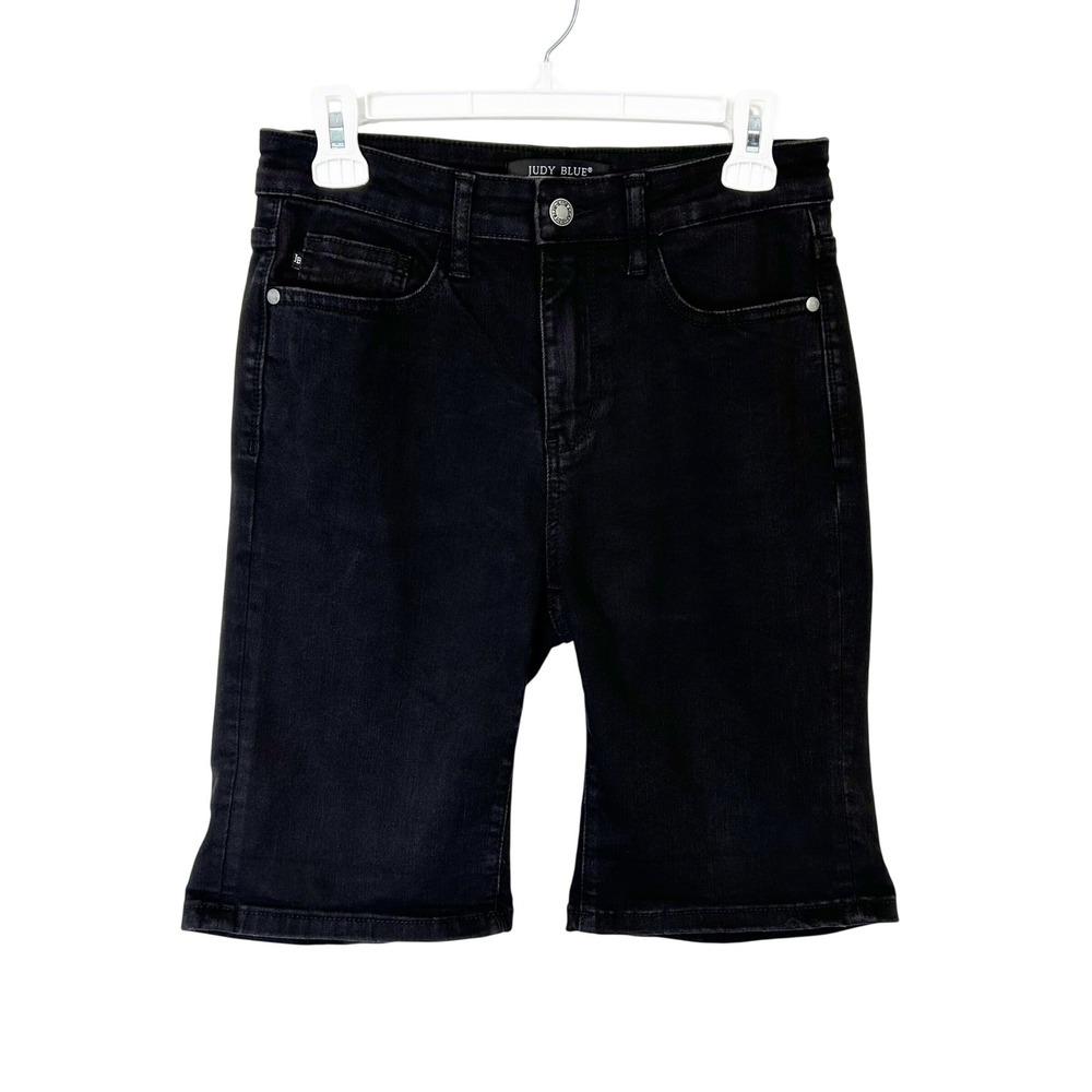 Judy Blue Bermuda Denim Jean Shorts Women's Medium Black Jorts Slimming Stretch